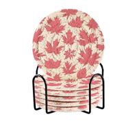 Posavasos Para Mesa - Set di 6 sottobicchieri da tavolo con foglie d'acero, colore: rosso