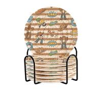 Posavasos Para Mesa - Set di 6 sottobicchieri per tazze da cowboy occidentali vintage, marroni e bianchi