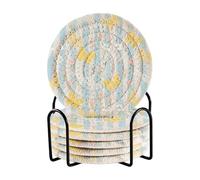 Posavasos Para Mesa - Sottobicchieri assorbenti con supporto, confezione da 6, colore: giallo e blu