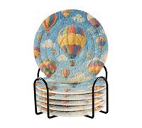 Posavasos Para Mesa - Sottobicchieri assorbenti con supporto per bevande con motivo a mongolfiera, colore: blu