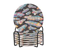 Posavasos Para Mesa - Sottobicchieri assorbenti e contenitori, 6 pezzi, motivo: astronave