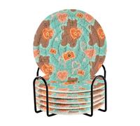 Posavasos Para Mesa - Sottobicchieri assorbenti e contenitori, 6 pezzi, motivo: orsetto fluorescente