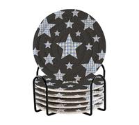 Posavasos Para Mesa - Sottobicchieri estetici per scrivania, con supporto, confezione da 6 sottobicchieri per bevande, motivo scozzese a scacchi neri