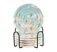 Posavasos Para Mesa - Sottobicchieri volanti colorati per ufficio, con supporto, confezione da 6 sottobicchieri da tavolo per bevande