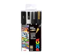 Posca 153544852 Set Marcatore a Tempera a Base d'Acqua, 2.5 mm, 4 Pezzi