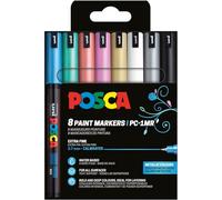 POSCA 181757 - Set di pennarelli POSCA, 8 penne acriliche Metallic PC-1MR, pennarello permanente 0,7 mm punta tonda