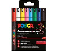 POSCA 181758 - Set di pennarelli POSCA, 8 penne acriliche PC-1MR, pennarello permanente 0,7 mm punta tonda
