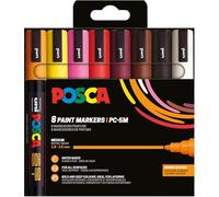 POSCA 182549 - Set di pennarelli POSCA, 8 penne acriliche PC-5M, pennarello permanente con punta tonda da 1,8 a 2,5 mm