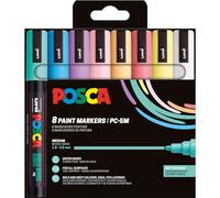 POSCA 182552 - Set di pennarelli POSCA, 8 penne acriliche PC-5M, pennarello permanente con punta tonda da 1,8 a 2,5 mm