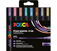 POSCA 182557 - Set di pennarelli POSCA, 8 penne acriliche Metallic PC-5M, pennarello permanente 1,8-2,5 mm punta tonda