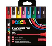 Posca – Set pennarelli PC-5M 182558, 8 pennarelli acrilici permanenti, punta tonda 1,8–2,5 mm