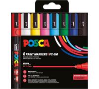 Posca 182558 - Set of 8 PC-5M Acrylic Pens - Permanent Marker with Round Tip 1.8