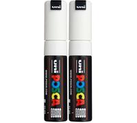 Posca 182601 - Marcatore punta larga a cuneo, PC-8K, bianco, 1 pezzo (Confezione da 2)
