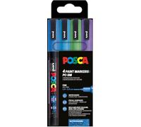 POSCA 186530 - Set di pennarelli POSCA, 4 penne acriliche glitter PC-3M, pennarello permanente 0,9-1,3 mm punta tonda