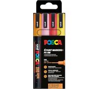POSCA 186531 - Set di pennarelli POSCA, 4 penne acriliche glitter PC-3M, pennarello permanente 0,9-1,3 mm punta tonda