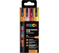 POSCA 186531 - Set di pennarelli POSCA, 4 penne acriliche glitter PC-3M, pennarello permanente 0,9-1,3 mm punta tonda