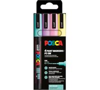 POSCA 186542 - Set di pennarelli POSCA, 4 penne acriliche PC-3M, pennarello permanente 0,9-1,3 mm punta tonda