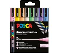 POSCA 186556 - Set di pennarelli POSCA, 8 penne acriliche pastello PC-3M, pennarello permanente 0,9-1,3 mm punta tonda