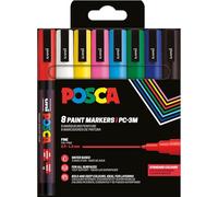 POSCA 186558 - Set di pennarelli POSCA, 8 penne acriliche PC-3M, pennarello permanente 0,9-1,3 mm punta tonda