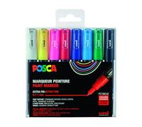 uni-ball POSCA (186708) Extra Fine Bullet Tip Marker Pen Set of 8 Set of 8 - Bas