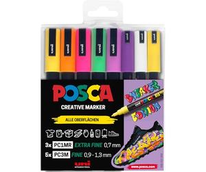 POSCA 186828 - Set di pennarelli POSCA Sneaker, astuccio da 8, coprente su superfici scure