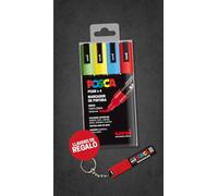 Posca astuccio pennarelli PC-5M astuccio scuola 4 Pz + portachiavi