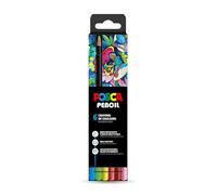 POSCA - Matite colorate a base di olio e cera - Forte intensità cromatica - Multisupporto - Resa opaca e sovrapposbile - Mitsubishi Pencil