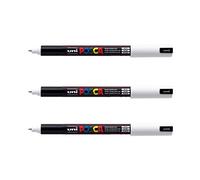 POSCA Mitsubishi Pencil - 3 pennarelli bianchi PC1MR punta extra fine calibrata 0,7 mm, pennarello a base d'acqua, qualsiasi supporto, per carta, tessuto, vetro, ciottoli, ecc.