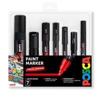 Posca Nero Set Di 7 Penne (PC-17K, PC-8K, PC-5M, PC-3M, PC-1M, PC-1MR, PCF-350)