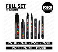 Posca Nero Set Di 7 Penne (PC-17K, PC-8K, PC-5M, PC-3M, PC-1M, PC-1MR, PCF-350)