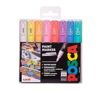 Posca PC-1M - Pennarelli indelebili a base d'acqua, punta extra fine per arti e mestieri, uso su legno, metallo, carta, cartone, vetro, tessuto, ceramica e pietra, set da 8 pezzi assortiti
