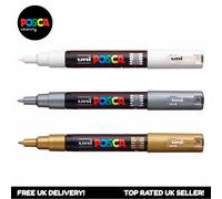 Posca PC-1M Pittura Arte Evidenziatori Oro Argento Bianco Confezione 3