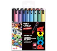 Posca PC-1MR - Pennarelli a vernice, 0,7 mm, confezione da 16, set spettro in confezione a portafoglio