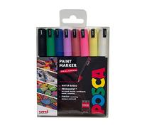 POSCA PC-1MR - Pennarelli indelebili in acrilico ultra fine, per adulti e bambini, perfetti per colorare, tessuti, graffiti, acquerelli, disegni di contorni, finestre e vetri, confezione da 8