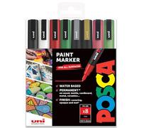 Posca - PC-3M - Paint Marker Art Pens - 0.9-1.3mm - Set of 8 in Gift Box (Christmas Tones)