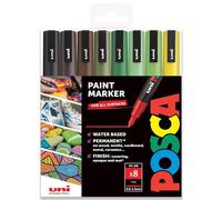 Posca - PC-3M - Paint Marker Art Pens - 0.9-1.3mm - Set of 8 in Gift Box (Earth Tones)