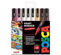 Posca - PC-3M - Paint Marker Art Pens - 0.9-1.3mm - Set of 8 in Gift Box (Warm Neutral)
