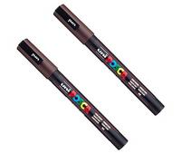 Posca PC-3M - Pennarelli a vernice, punta da 0,9-1,3 mm, confezione da 2 (marrone scuro)