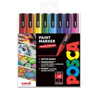 Posca PC-3M Pennarelli indelebili a base d'acqua, 0,9-1,3 mm, set di 8 penne in astuccio di plastica