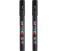 Posca PC-3M - Pennarelli per pittura, pennino da 0,9 a 1,3 mm, inchiostro nero, confezione da 2