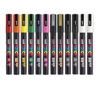 Posca PC-3M - Pennarello indelebile professionale a base d'acqua, set da 12 pezzi, nero extra + bianco