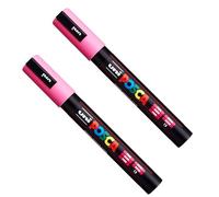 Posca PC-5M - Pennarelli a vernice, punta 1,8-2,5 mm, inchiostro rosa, confezione da 2