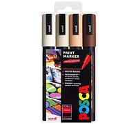 Posca PC-5M - Pennarelli indelebili a base d'acqua, 1,8-2,5 mm, tonalità neutre calde, confezione da 4