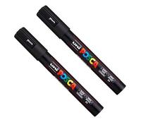 Posca PC-5M - Pennarelli per pittura, pennino da 1,8-2,5 mm, inchiostro nero, confezione da 2