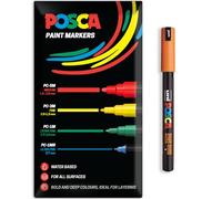 Posca Pennarelli a vernice acrilica a base d'acqua, penna permanente per uso multi superficie, confezione da 1 in confezione regalo | vetro, tessuto, tela, legno, ecc. PC-1MR, arancione
