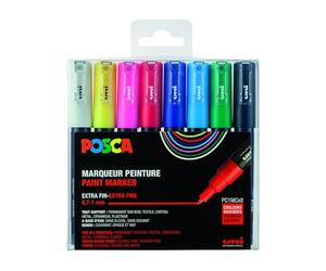 POSCA - pennarelli acrilici PC-1MC con punta rotonda extra fine, 8 colori | Pennarelli con punta da 0,7-1 mm per quasi tutte le superfici