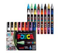 POSCA - Pennarelli acrilici PC-5M, set da 16, punta tonda da 1,8-2,5 mm