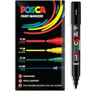 Posca Pennarelli con vernice acrilica a base d'acqua | Pennarello permanente per superfici multiple | Confezione da 1 in confezione regalo sotto busta | Vetro, tessuto, legno ecc. | Punta a pennello
