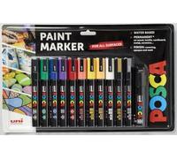 Posca Pennarelli indelebili con punta in feltro media, a base d'acqua, ideali per pittura su roccia, tela, vetro, legno, metallo, tessuto, colorazione, arti e mestieri per bambini e adulti, resistenti
