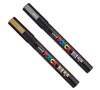 Posca, pennarelli PC-3M Paint Art - per tessuto, vetro e metallo - Set oro e argento (1 per ogni tipo)